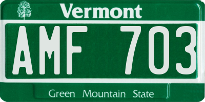 VT license plate AMF703