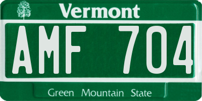 VT license plate AMF704