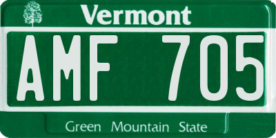 VT license plate AMF705
