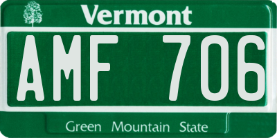 VT license plate AMF706