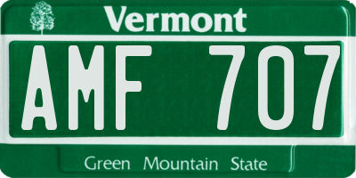 VT license plate AMF707