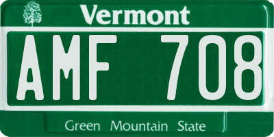 VT license plate AMF708