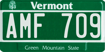 VT license plate AMF709