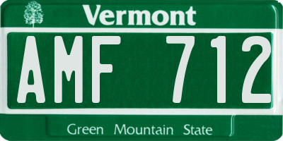 VT license plate AMF712