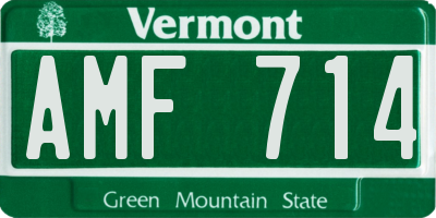 VT license plate AMF714