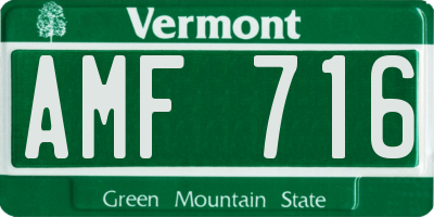 VT license plate AMF716