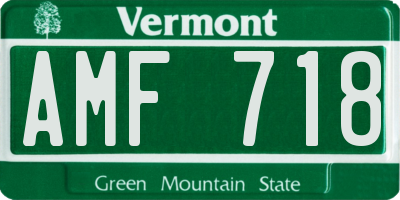 VT license plate AMF718
