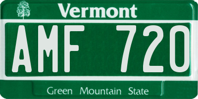 VT license plate AMF720