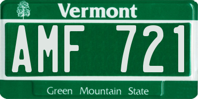 VT license plate AMF721