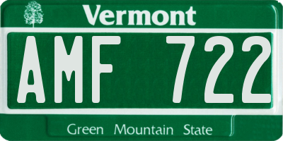 VT license plate AMF722