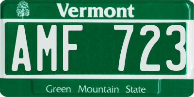 VT license plate AMF723