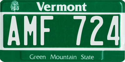 VT license plate AMF724