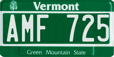 VT license plate AMF725