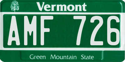 VT license plate AMF726