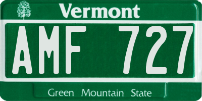 VT license plate AMF727