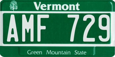 VT license plate AMF729