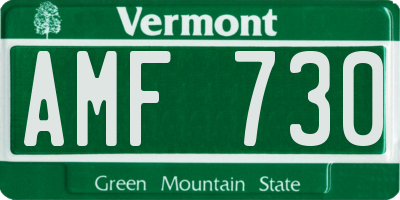VT license plate AMF730