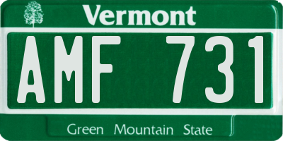 VT license plate AMF731