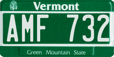 VT license plate AMF732