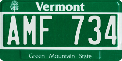 VT license plate AMF734
