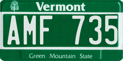 VT license plate AMF735
