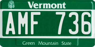 VT license plate AMF736