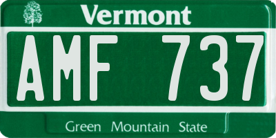 VT license plate AMF737