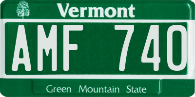 VT license plate AMF740