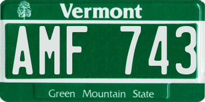 VT license plate AMF743