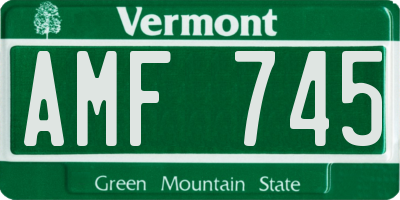 VT license plate AMF745