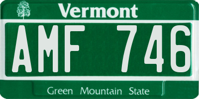 VT license plate AMF746