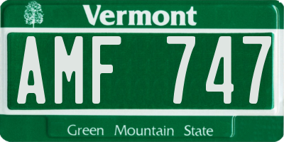 VT license plate AMF747