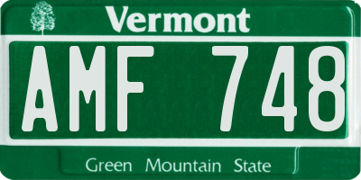 VT license plate AMF748