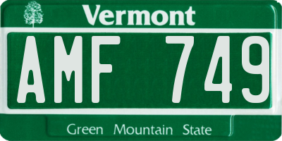 VT license plate AMF749
