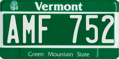 VT license plate AMF752
