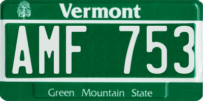 VT license plate AMF753
