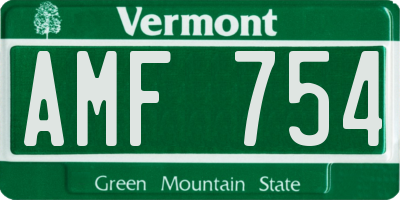 VT license plate AMF754