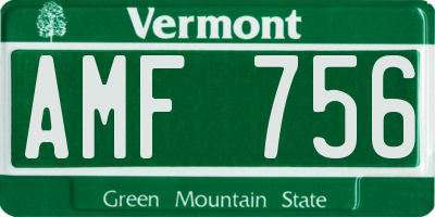VT license plate AMF756