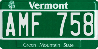VT license plate AMF758