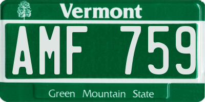 VT license plate AMF759