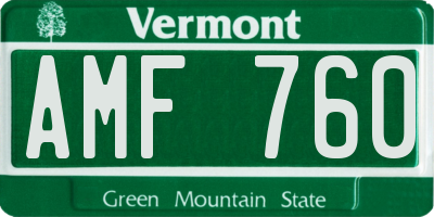 VT license plate AMF760