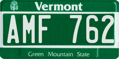 VT license plate AMF762