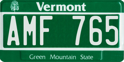 VT license plate AMF765