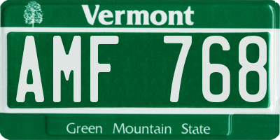 VT license plate AMF768