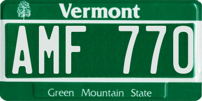 VT license plate AMF770
