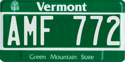 VT license plate AMF772