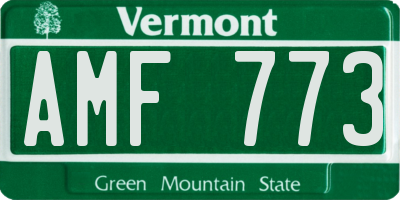 VT license plate AMF773