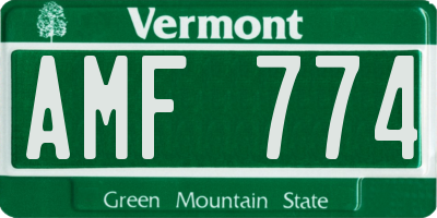 VT license plate AMF774