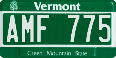 VT license plate AMF775