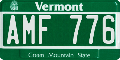 VT license plate AMF776